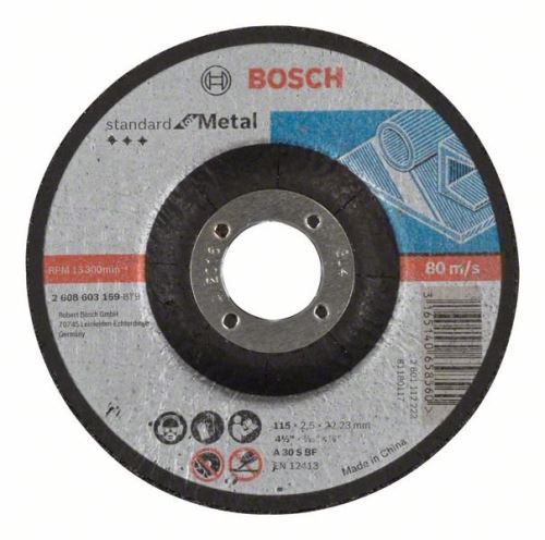 BOSCH Profilirana rezna ploča Standard for Metal A 30 S BF, 115 mm, 22,23 mm, 2,5 mm 2608603159