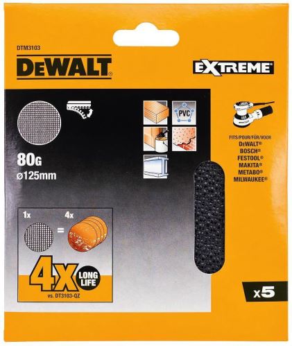 DeWALT brusna mrežica, čičak, 125 mm, P120 (10 kom) DTM3115