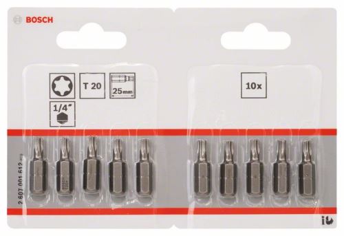 BOSCH Bit odvijač extra tvrdi Extra-Hart T20, 25 mm (10 kom) 2607001612