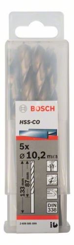 BOSCH svrdla za metal HSS-Co, DIN 338 10,2 x 87 x 133 mm (5 kom) 2608585899