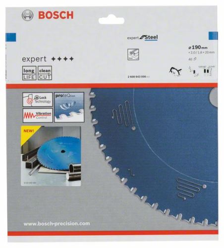 BOSCH List kružne pile Expert for Steel 190 x 20 x 2,0 mm, 40 2608643056