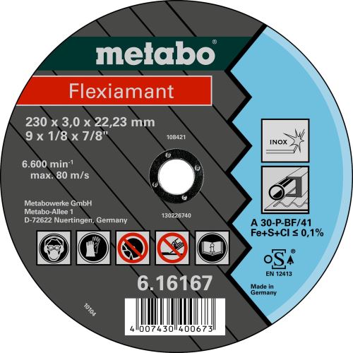 METABO Rezna ploča - nehrđajući čelik 125x2,5x22,2 mm ravna 616738000