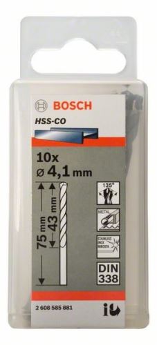 BOSCH svrdla za metal HSS-Co, DIN 338 4,1 x 43 x 75 mm (10 kom) 2608585881