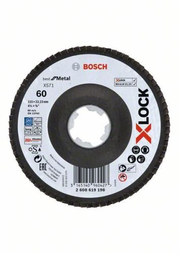 BOSCH X-LOCK Lamelne brusne ploče sustava Best for Metal Ø 115 mm, G 60, X571, savijena verzija, stakloplastika 2608619198