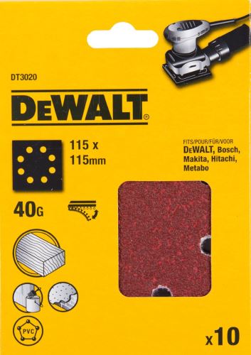 DEWALT Brusni papir 115 x 115 mm, P320, Velcro (10 kom) DT3026