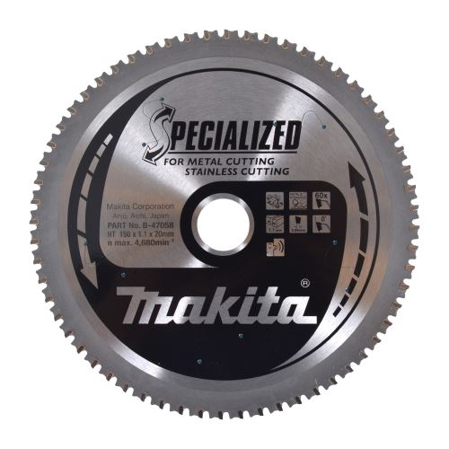 MAKITA list pile nehrđajući čelik SPECIALIZED 150x1.1x20 mm 60 zuba B-47058