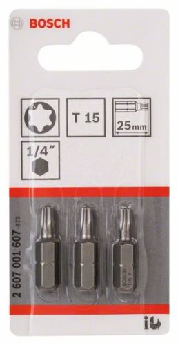 BOSCH Bit odvijač extra tvrdi Extra-Hart T15, 25 mm (3 kom) 2607001607