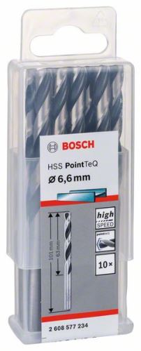 BOSCH spiralno svrdlo HSS PointTeQ 6,6 mm (10 kom) 2608577234