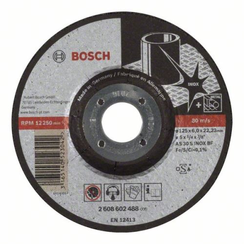 BOSCH Profilirana ploča za grubu obradu Expert za Inox AS 30 S INOX BF, 125 mm, 6,0 mm 2608602488