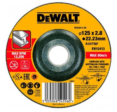 DeWALT konveksni disk za rezanje metala 125 x 22,2 x 3,0 mm DT43911