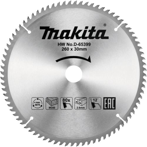 MAKITA List pile za drvo 260x30mm 80Z D-65399