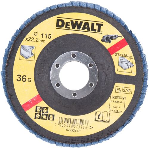 DEWALT abrazivni lamelasti disk za metal konveksan 115 x 22,2 mm 120G DT3258