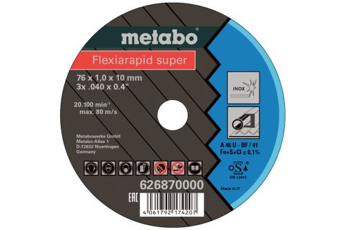 METABO Rezna ploča FLEXIARAPID (5 kom) 76x1,0x10 mm Inox 626870000