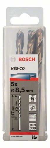 BOSCH svrdla za metal HSS-Co, DIN 338 8,5 x 75 x 117 mm (5 kom) 2608585895