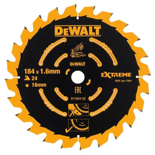 DeWALT EXTREME list pile za akumulatorske kružne pile, 184 x 16 mm, 24 zuba DT1669