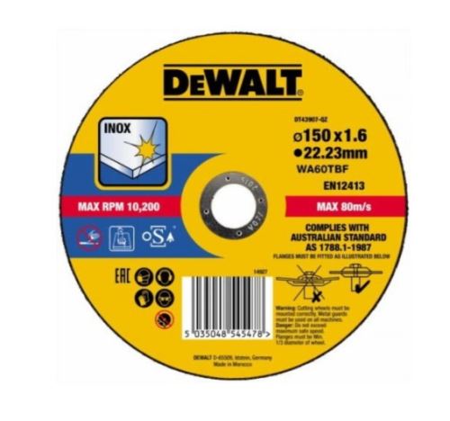 DEWALT Rezna ploča za nehrđajući čelik 150 x 22,2 x 1,6 mm DT43907