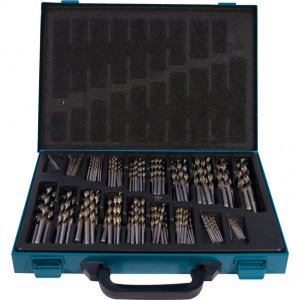 MAKITA set svrdla za metal HSS-TiN 10 kom 1-8 (0,5 mm svaki) i 5 kom 8,5-10 mm (0,5 mm svaki), 170 kom D-30564