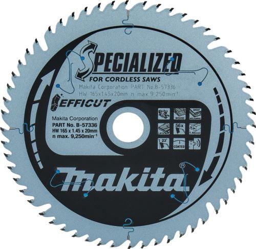 MAKITA List pile Efficut za drvo 165x20 56T B-57320