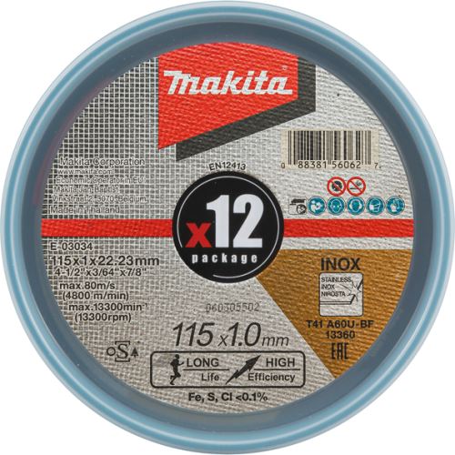 MAKITA Rezna ploča za čelik i nehrđajući čelik 115x1,0x22,23 mm E-03034-12