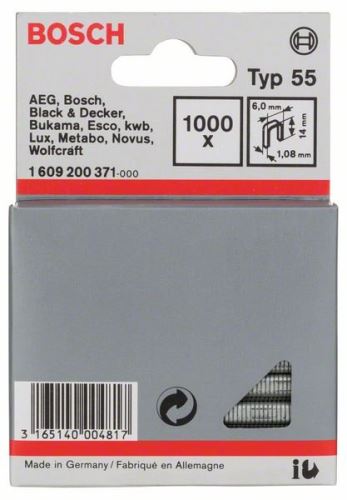 BOSCH uske spajalice za klamericu tip 55 6 x 1,08 x 14 mm (1000 kom) 1609200371