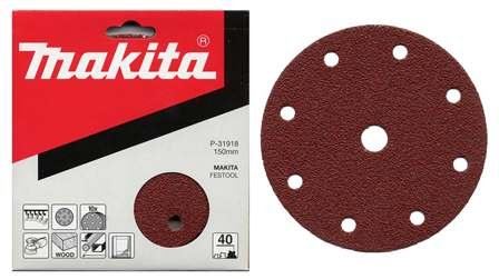 MAKITA brusni papir Velcro 150 mm 9 rupa K240, 10 kom P-31996