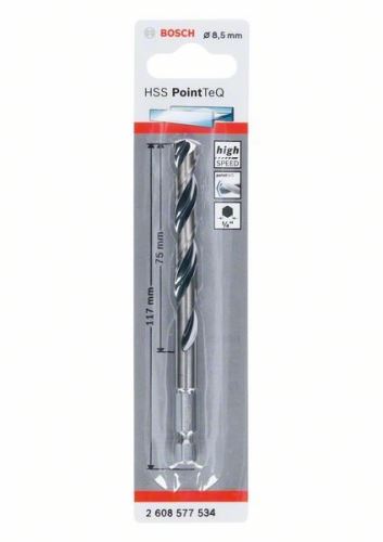 BOSCH Svrdlo za metal HSS PointTeQ HEX s drškom u 6 točaka; 8,5 mm (5 kom) 2608577534