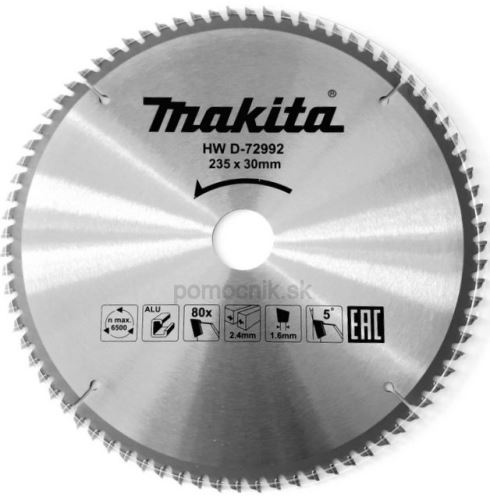 MAKITA list pile aluminij TCT 235x2,4x30 mm 80 zuba D-72992