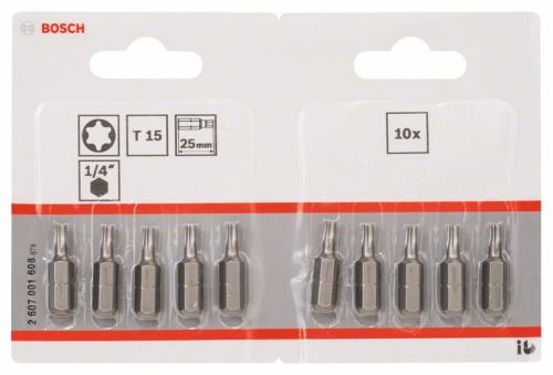 BOSCH Bit odvijač extra tvrdi Extra-Hart T15, 25 mm (10 kom) 2607001608