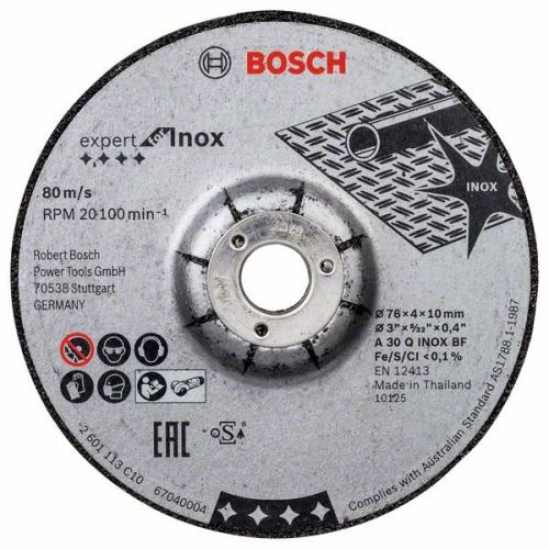 BOSCH Brusna ploča 76 × 4 × 10 mm, 2 kom, Expert za INOX A 30 Q INOX BF; 76 mm; 4 mm; 10 mm 2608601705