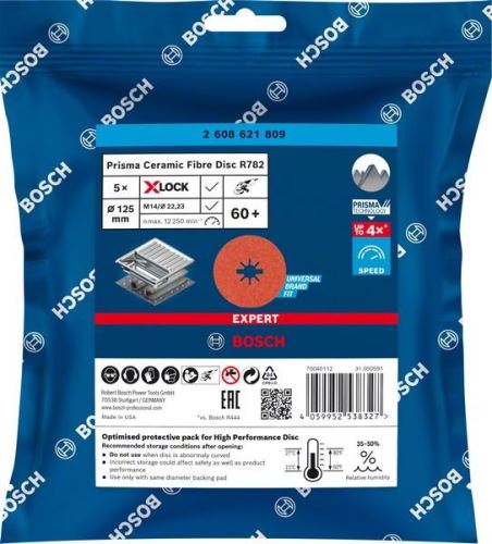 BOSCH EXPERT PRISMA X-LOCK fiber disk R782,125,P60,5kom 2608621809