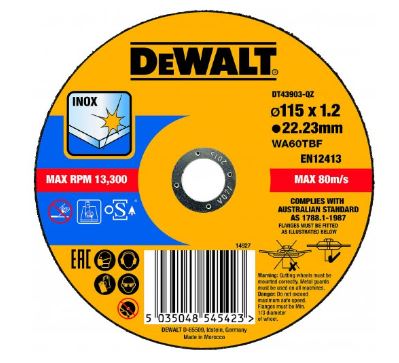 DEWALT Rezna ploča za nehrđajući čelik 115 x 22,2 x 1,2 mm DT43903