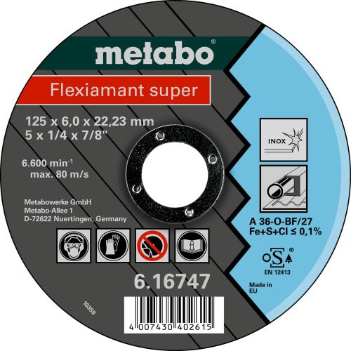 METABO Brusna ploča - nehrđajući čelik 125x6x22,2 mm 616747000