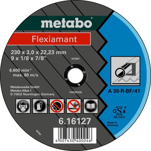 METABO Rezna ploča - čelik-FLEXIAMANT 180x3.0x22.2 ravna 616123000