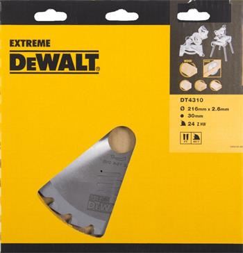 DeWALT List pile za rezanje drva za kružne pile, 216 x 30 mm, 24 zuba DT4310