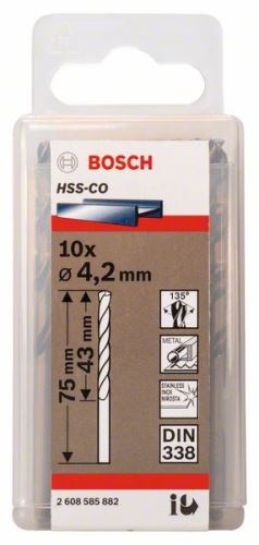 BOSCH svrdla za metal HSS-Co, DIN 338 4,2 x 43 x 75 mm (10 kom) 2608585882