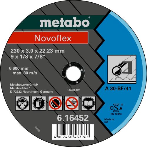 METABO Rezna ploča - čelik-NOVOFLEX 180x3,0x22,2 mm ravna 616450000