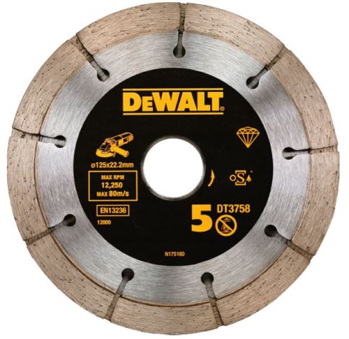 DeWALT dijamantna oštrica za urezivanje, dupla, 125 mm (visina segmenta 6,3 mm) DT3758