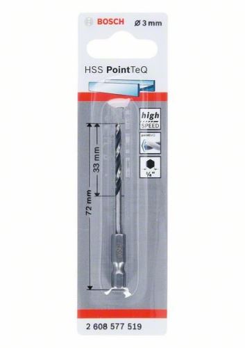 BOSCH Svrdlo za metal HSS PointTeQ HEX sa prihvatom u 6 točaka; 3 mm (5 kom) 2608577519