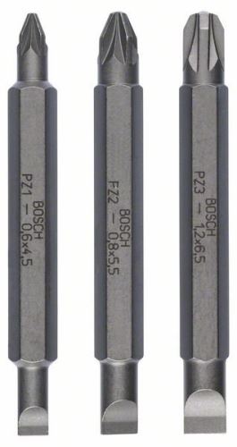 BOSCH 3-dijelni set dvostranih oštrica PH1, PZ1, S 0,6x4,5; PH2, PZ2, S 1,0x5,5; 60 mm 2607001745