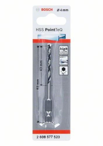 BOSCH Svrdlo za metal HSS PointTeQ HEX sa prihvatom u 6 točaka; 4,0 mm (5 kom) 2608577523