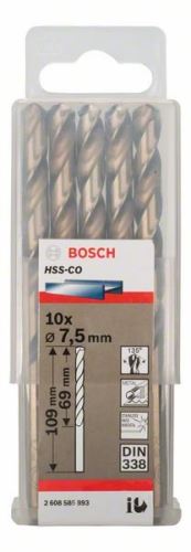 BOSCH svrdla za metal HSS-Co, DIN 338 7,5 x 69 x 109 mm (10 kom) 2608585893