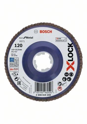 BOSCH X-LOCK Lamelne brusne ploče sustava Best for Metal Ø 115 mm, G 120, X571, ravna verzija, plastika 2608619208