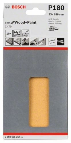BOSCH Brusni papir C470 (10 kom) 93 x 186 mm, 180 2608605257