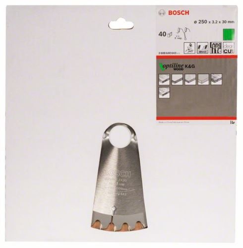 BOSCH List pile Optiline Wood 250 x 30 x 3,2 mm, 40 2608640643