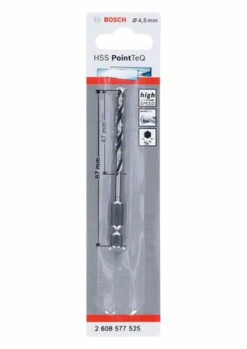 BOSCH Svrdlo za metal HSS PointTeQ HEX sa prihvatom u 6 točaka; 4,5 mm (5 kom) 2608577525