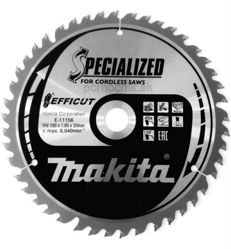 MAKITA list pile za drvo Efficut 190x1,85x20 mm 45 zuba E-11156