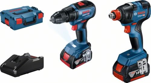 BOSCH Aku set alata, Aku udarni ključ + Aku bušilica-odvijač, GDX 18V-200 + GSR 18V-50+ 2× GBA 18V 4.0Ah + GAL 18V-40 06019J2220