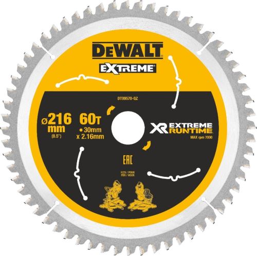 DeWALT List pile (idealan za FLEXVOLT pile), 216 x 30 mm, 60 zuba DT99570