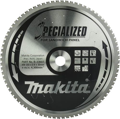 MAKITA list pile za sendvič panele SPECIALIZED 355x2,6x30 mm 80 zuba B-33607