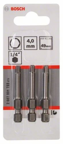 BOSCH Bit odvijač extra tvrdi Extra-Hart HEX 4, 49 mm (3 kom) 2607001733